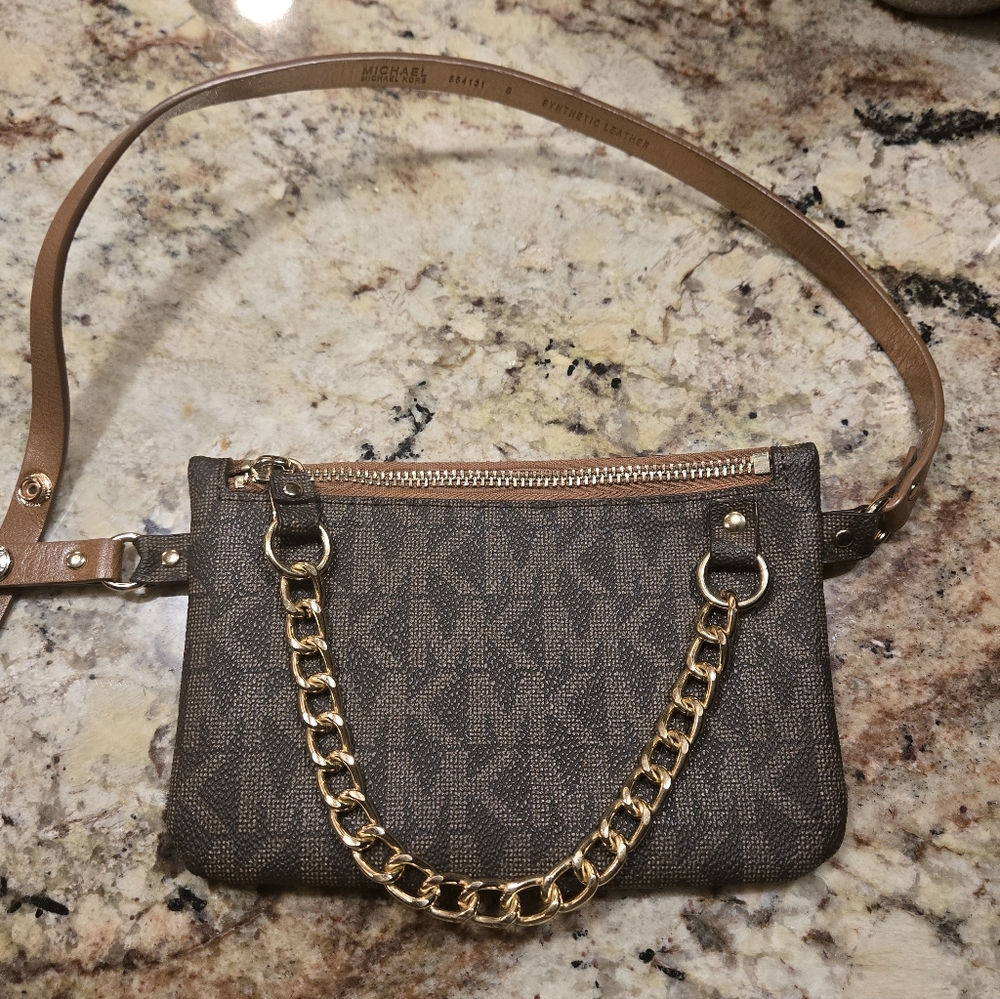 Michael Kors Brown and Gold Chain Crossbody Bag
